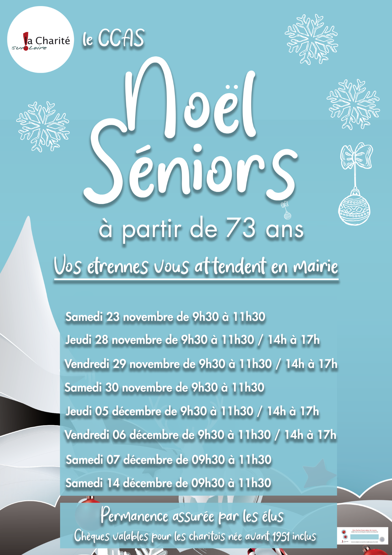 🎁 Vos étrennes vous attendent en mairie à La Charité pour les 73 ans et plus ! 🎁